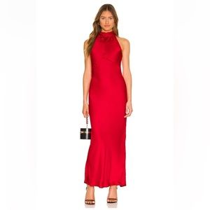Bardot Revolve Amalfi Maxi Slip Dress in Red
